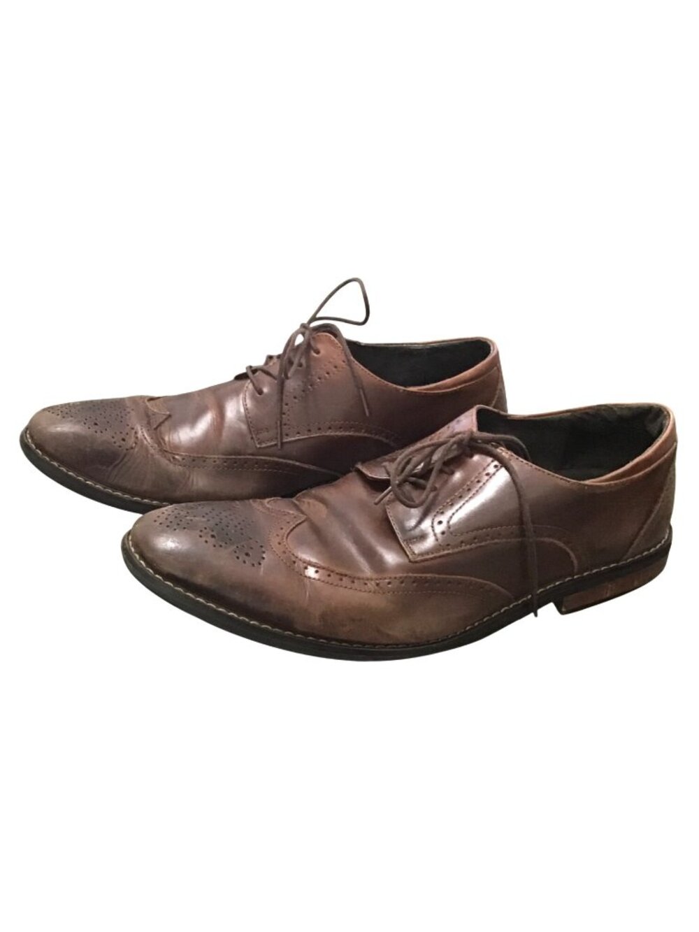 OXFORDS COGNAC BROWN LEATHER MENS DRESS SHOES SIZE12